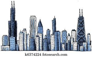 Cartoon Chicago Skyline Cartoon Chicago Skyline