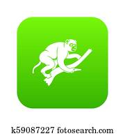 Monkey is climbing up on a tree icon digital green