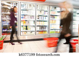 occupé, supermarché, à, ternissure mouvement