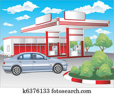 Red refuel station, BMW