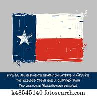 Texan Flag Flat - Artistic Brush Strokes and Splashes