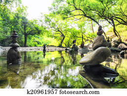 Zen meditation landscape. Calm and spiritual nature environment.