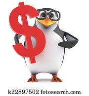 3d Academic penguin has US Dollars 3d Academic penguin has US Dollars