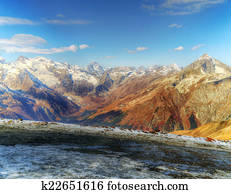 Dombai. Scenery of rockies in Caucasus region in Russia