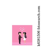 lindo, novia, con, novio, ceremonia boda