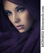 Portrait of a young beauty, plenty of copy-space