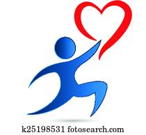 Vector man with heart icon logo