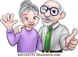 anciano, caricatura, pareja