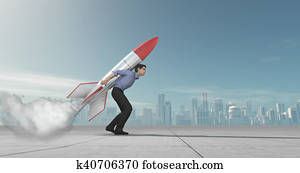 Business man with jet pack rocket Business man with jet pack rocket