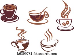 Coffee and tea symbols and icons Coffee and tea symbols and icons