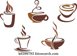 Coffee and tea symbols and icons Coffee and tea symbols and icons