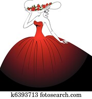 dame, in, rotes kleid dame, in, rotes kleid