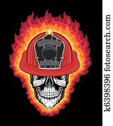Firefighter Helmet and Skull Firefighter Helmet and Skull