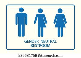 género, neutral, señal de baño