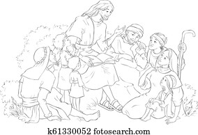 jésus, prêcher, à, a, groupe gens