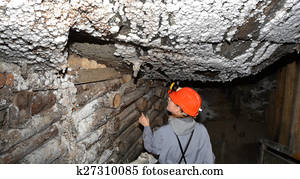 Miner in salt mine