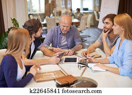 mitarbeiter, an, versammlung