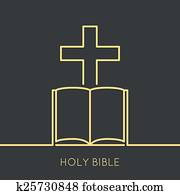 Open Bible with a crucifix. Open Bible with a crucifix.