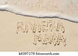 Riviera Maya Written in Sand on Beach