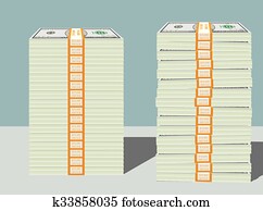 Set of stacked dollar bills
