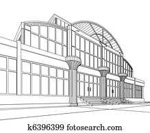 wireframe of office building wireframe of office building