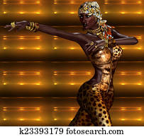 אישה אפריקנית, ב, נמר מדפיס