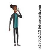 afrikanisch, geschäftsmann, unterhaltung mobile, telefon.