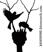 birds family silhouette birds family silhouette