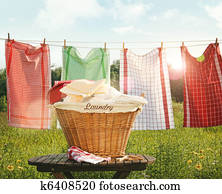 Cotton towels drying on the clothesline