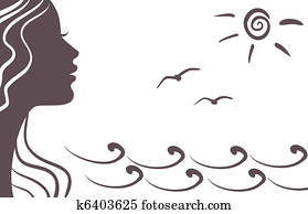 Girl silhouette on vacation Girl silhouette on vacation