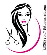 hair salon sign with pretty woman and scissors hair salon sign with pretty woman and scissors