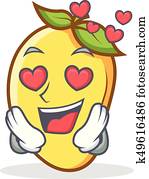 In love mango character cartoon mascot In love mango character cartoon mascot