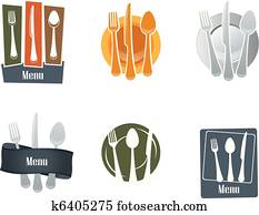 Restaurant logo with spoon and fork Restaurant logo with spoon and fork