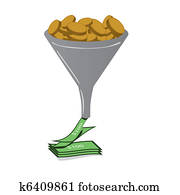 Sales funnel with coins Sales funnel with coins