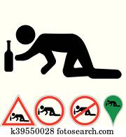 symbol, a, besoffener, mann symbol, a, besoffener, mann