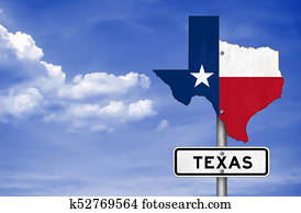 Texas state map - road sign Texas state map - road sign