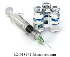 vacina, em, frasco, com, syringe., vacinação, concept.