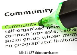 'Community', destacado, em, verde