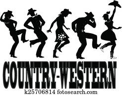country-western, tanz, silhouette, b.a. country-western, tanz, silhouette, b.a.