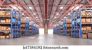 Empty warehouse full of cargo. 3d illustration Empty warehouse full of cargo. 3d illustration