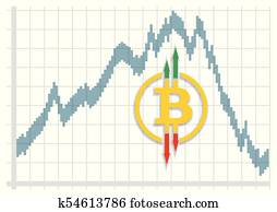 fluctuations, de, el, crypto, currency., vector, illustration.