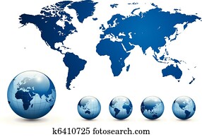 mapa, de, mundo, vector.