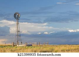 moinho de vento, em, colorado, pradaria