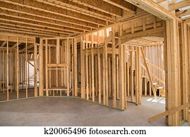 nuevo, residencial, construcción, hogar, encuadrado