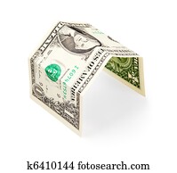 simple house from one dollar bank note isolated simple house from one dollar bank note isolated