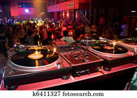 Turntables in the nightclub Turntables in the nightclub