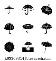 Umbrella icons set, simple style Umbrella icons set, simple style