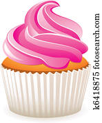 vektor, rosa, cupcake vektor, rosa, cupcake