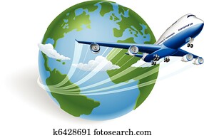 Airplane globe concept Airplane globe concept