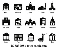 black government building icons set black government building icons set
